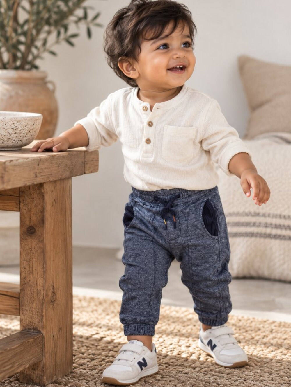 Zara Baby Soft Knit Jogger Pants Blue Heather 9-12M